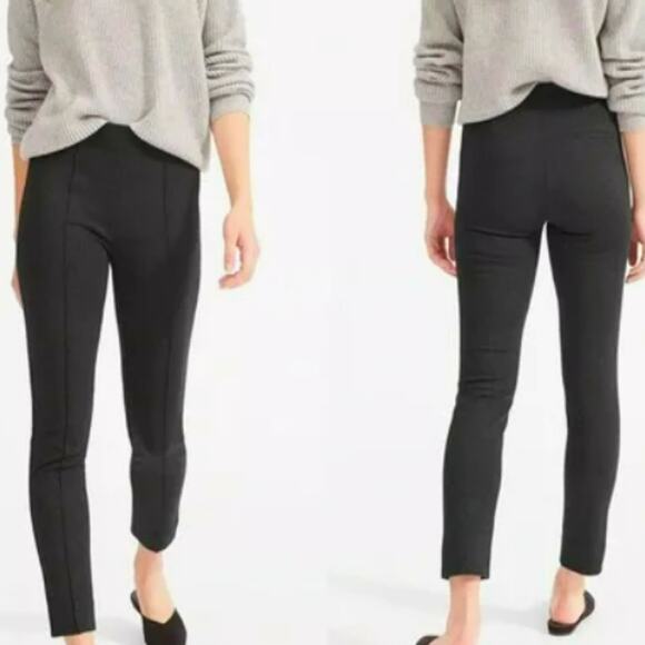 Everlane Crop Ponte Stretch Leggings Pants Mid Rise Women Size 2 Black Side Zip - Picture 2 of 12